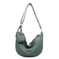 Casual green canvas dumpling crossbody shoulder bag with small pouch for women commuter daily. - Green