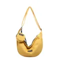 Yellow Japanese style canvas crossbody bag with small pouch, casual dumpling shoulder bag. - Yellow