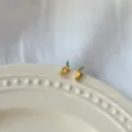 Zarte minikleine Zitronen Ohrringe vergoldet mit bunten Zirkonia Steinen im süßen Stil. - Orange Stil (C-246) / Orange