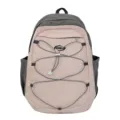 Casual Pink Grey Two-Tone Backpack with Elastic Bungee Cord and Front Pocket for Daily Commute - Style Without Pendant / Pink
