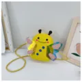 Children butterfly crossbody bag detail, yellow cute cartoon coin purse with shiny wings. - Yellow
