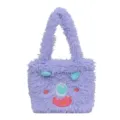 Purple fluffy monster plush tote bag, cute fuzzy shoulder handbag for women and girls. - Purple