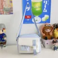 Cute ins style canvas crossbody bag for women, casual daily shoulder bag with cute front pocket. - Blue