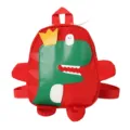 Kids cartoon dinosaur backpack cute red school bag with crown for boys and girls daily use. - Red