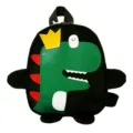 Cute cartoon dinosaur kids backpack with crown, perfect for little boys and girls daily use. - Black