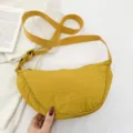 Yellow nylon crescent crossbody bag stylish casual dumpling shoulder bag for women daily use - Yellow