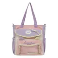 Cute dopamine style canvas shoulder bag large capacity pain bag with cat ears and clear window - Style Without Pendant / Purple
