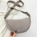 Casual nylon crescent bag for women, versatile dumpling shoulder bag with adjustable strap. - Gray