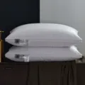 100 Count Cotton Striped Three-Layer Down Pillow Core Hotel Bedroom Home Use Soft Pillow - Low Pillow (48x74cm) / White