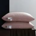 Luxurious solid color cotton down pillow with three-layer structure for hotel home use. - Low Pillow (48x74cm) / Dusty Pink