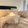 Cozy imitation rabbit plush 4-piece bedding set, soft coral fleece duvet cover, winter warm. - 1.2m Flat Sheet 3-Piece Set / Beige Apricot