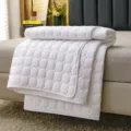 Thickened white quilted mattress protector with geometric pattern, soft and comfortable bedding. - 1.0*2.0m / 120g/m²