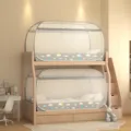 Gray cloud print bunk bed mosquito net, pop-up pop up anti-fall net for student dorm. - 100x200cm Single Door / Balloon Gray