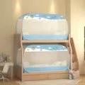 Kids space themed pop up bed tent for bunk beds, breathable mesh anti fall yurt mosquito net. - Space Blue