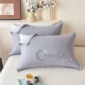 100% cotton quilted pillow covers, soft breathable grey pillow shams, hotel luxury style. - Jacquard Pure Cotton Double Gauze Padded Pillow Towel (White Moonlight - Grey)