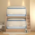 Double bunk bed mosquito net yurt style blue white stripe dormitory anti fall shelter - Striped Blue