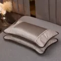 Summer cooling ice silk pillow breathable bamboo mat pillow single adult student bed pillow - Round Corner Ice Rattan Buckwheat Pillow / 35*55cm Per Piece / Beige