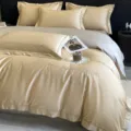 Lujo alta densidad puro algodón bordado juego de cama de 4 piezas funda nórdica sábana - Anna - oro aventura