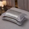 Cooling pillow summer breathable grey ice silk pillow single comfortable bed pillow variant - Round Corner Ice Rattan Buckwheat Pillow / 35*55cm Per Piece / Silver