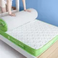Comfortable latex roll-up mattress for student dormitories, breathable knitted fabric design. - Blooming Flowers Green (6cm) / 80*190cm