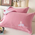 Pure cotton double layer gauze pink pillowcase with cute embroidered pineapple for bedroom decor. - Jacquard Pure Cotton Double Gauze Padded Pillow Towel (Cailuo - Pink)