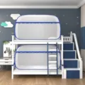 Pop-up bed tent mosquito net for bunk bed student dormitory single anti-fall 2026 - Large Top Thickened Blue
