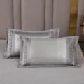 Summer ice silk cooling pillow breathable grey bed pillow for hot sleeping comfort home use 1pc - Right Angle Ice Rattan Buckwheat Pillow / 35*55cm Per Piece / Silver
