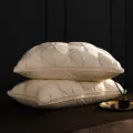 Luxurious white goose down pillow, tufted hotel style plush pillowcase, comfortable sleep. - Low Pillow Single Pack/48x74cm / Yellow