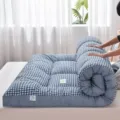 Matelas tatami pliant épaissi carreaux bleu blanc dortoir étudiant tapis de lit portable - Matelas en coton imitation duvet 3D - Lanrongyu Carreaux bleus / 90x200 (6 cm)