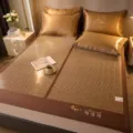 Foldable natural bamboo cooling mat summer bed sheet set for home dorm use new design - Xinqi Bamboo Mat - Carbonized Natural Bamboo