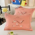 Pure cotton gauze pillowcase pair pink butterfly print soft breathable home bedroom bedding item - Jacquard Pure Cotton Double-Layer Gauze Interlayer Pillow Towel Butterfly - Orange