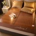Foldable summer bamboo sleeping mat set with matching pillowcases, cool and breathable for bed. - Xinqi Bamboo Mat - Wormwood Fragrance Garden