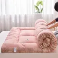 Matelas tatami rose épaissi lit de sol souple double dortoir futon avec bordure - Matelas en coton imitation duvet 3D - Lanrongyu Rose