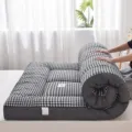 Matelas tatami epaissis pour dortoir etudiant futon souple lit double carreaux noir blanc - Matelas en coton imitation duvet 3D - Lanrongyu Carreaux gris