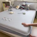 Housse de matelas rafraîchissante en soie glacée avec broderie de lapin, drap d'été. - Tumian Xingren Chuangshang - Drap-housse