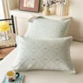 100% cotton gauze pillow covers pair, soft breathable quilted bed pillow protectors light green - Jacquard Pure Cotton Double-Layer Gauze Interlayer Pillow Towel Bow Flower - Green
