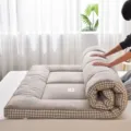 Matelas de sol tatami épaissi double lit souple de dortoir avec bord à carreaux pour la maison - Matelas en coton imitation duvet 3D - Lanrongyu Kaki