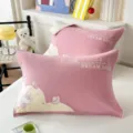 Pink 100% cotton pillow covers, soft gauze double layer pillow towels, cozy pair set - Jacquard Pure Cotton Double-Layer Gauze Interlayer Pillow Towel Dream World - Pink