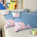 Double layer cotton pillow cover pair with cute jellyfish design and soft gauze texture. - Jacquard Pure Cotton Double-Layer Gauze Interlayer Pillow Towel Dream World - Lake Blue
