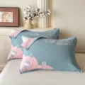 Soft 100% cotton pillowcase towel pair with cute jellyfish embroidery for bedroom use. - Jacquard Pure Cotton Double-Layer Gauze Interlayer Pillow Towel Dream World - Lake Blue