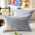 Cotton embroidered pillowcase pair soft grey pillow cover bedroom bedding home textile decor - Jacquard Pure Cotton Double Gauze Pillow Towel - Dreamworld Grey