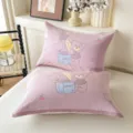 Cotton pillow covers with bear embroidery, soft pink breathable bedding for bedroom decor. - Jacquard Pure Cotton Double Gauze Pillow Towel - Balloon Bear Pink Purple