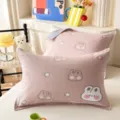 Pure cotton pillow towel set, double-layer gauze breathable pillowcase for bedroom home use. - Jacquard Pure Cotton Double Gauze Pillow Towel - Star Rabbit Coffee