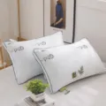 Bequemer Beifuss-Kissenkern fuer Zuhause und Hotel, atmungsaktiv und antibakteriell. - 650 g Flachkissen / Wermut-3D-Kante - Blau