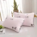 Comfortable wormwood pillow core for home and hotel use, soft and breathable bedding pillow. - 850g Medium Loft Pillow / Wormwood 3D Border - Pink
