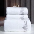 White hotel bath towel set, thickened cotton embroidered soft absorbent towels for home spa use. - Hotel Towel 35*75cm / Phantom Platinum Satin