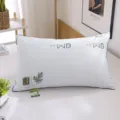 Wormwood antibacterial pillow core soft comfortable home hotel bedroom sleeping bed pillow - 850g Medium Loft Pillow / Wormwood Single Border - Blue