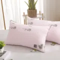 Soft and comfortable pink wormwood antibacterial pillow core set for home bedroom use - 850g Medium Loft Pillow / Wormwood Single-Sided Pillow - Pink