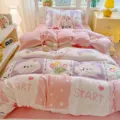 Dicker Milchsamt 4-teiliges Bettwaesche Set niedlich Cartoon Winter warm weiches Bett - Milch-Fleece-Bettwäsche-Set Diruoshikemeng / 1.5 m Spannbettlaken-Set 4-teilig - Bettbezug 180*200