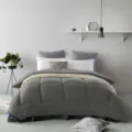 Couette d'hotel grise effet duvet quatre saisons douce literie chambre a coucher SKU - Gris / 180*220CM - 2,5 kg
